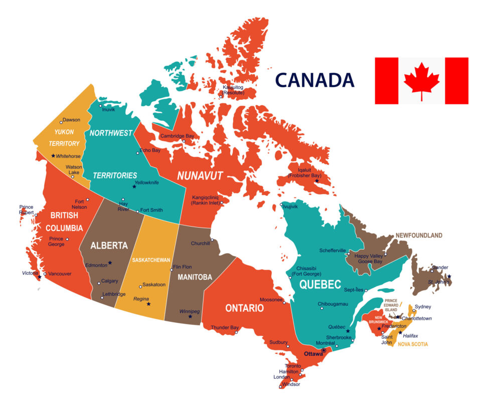 canada map and flag illustration
